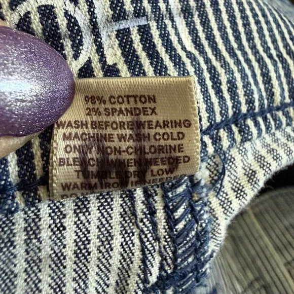 LOFT Vertical-Striped Blue Skinny Jeans - Picture 8 of 8